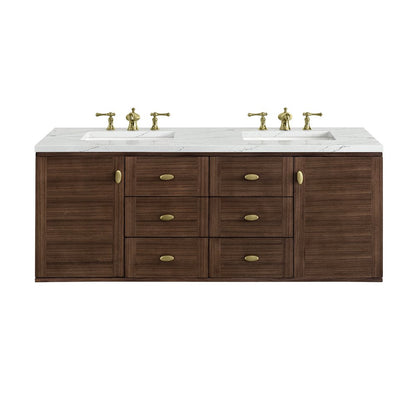 James Martin - Amberly 60" Double Vanity, Mid-Century Walnut w/ 3 CM Ethereal Noctis Top - 670-V60D-WLT-3ENC view 2