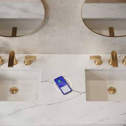 James Martin - Amberly 60" Double Vanity, Mid-Century Walnut w/ 3 CM Ethereal Noctis Top w/FreePower Wireless Charger - 670-V60D-WLT-FENC view 3