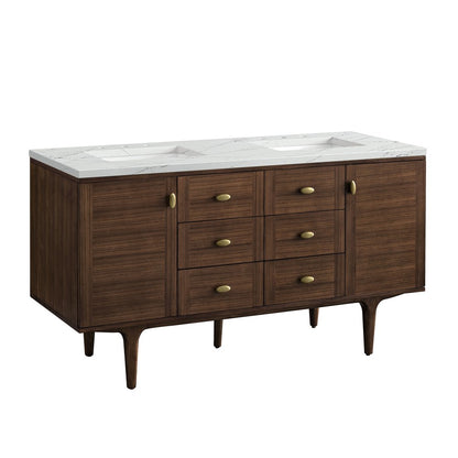 James Martin - Amberly 60" Double Vanity, Mid-Century Walnut w/ 3 CM Ethereal Noctis Top w/FreePower Wireless Charger - 670-V60D-WLT-FENC view 19