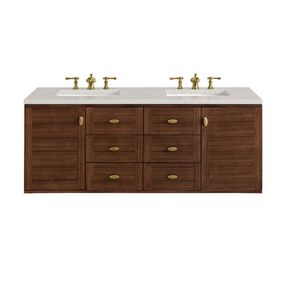 James Martin - Amberly 60" Double Vanity, Mid-Century Walnut w/ 3 CM Lime Delight Top - 670-V60D-WLT-3LDL view 2