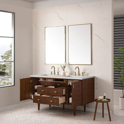 James Martin - Amberly 60" Double Vanity, Mid-Century Walnut w/ 3 CM Lime Delight Top - 670-V60D-WLT-3LDL view 9