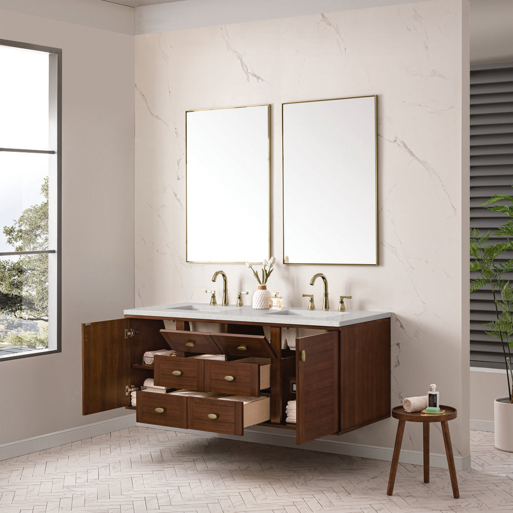 James Martin - Amberly 60" Double Vanity, Mid-Century Walnut w/ 3 CM Lime Delight Top - 670-V60D-WLT-3LDL view 10