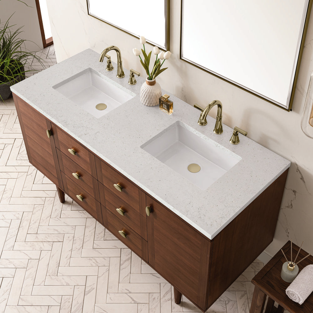 James Martin - Amberly 60" Double Vanity, Mid-Century Walnut w/ 3 CM Lime Delight Top - 670-V60D-WLT-3LDL view 11