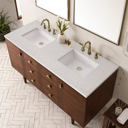 James Martin - Amberly 60" Double Vanity, Mid-Century Walnut w/ 3 CM Lime Delight Top - 670-V60D-WLT-3LDL view 11