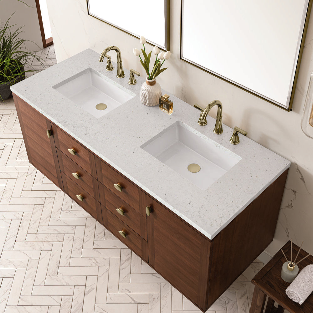 James Martin - Amberly 60" Double Vanity, Mid-Century Walnut w/ 3 CM Lime Delight Top - 670-V60D-WLT-3LDL view 12