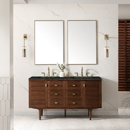 James Martin - Amberly 60" Double Vanity, Mid-Century Walnut, w/ 3 CM Phantome Eclos Top - 670-V60D-WLT-3PHT view 5