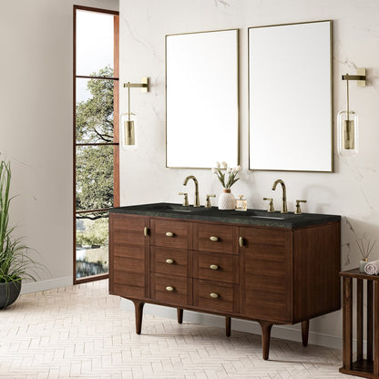 James Martin - Amberly 60" Double Vanity, Mid-Century Walnut, w/ 3 CM Phantome Eclos Top - 670-V60D-WLT-3PHT view 7