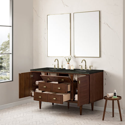 James Martin - Amberly 60" Double Vanity, Mid-Century Walnut, w/ 3 CM Phantome Eclos Top - 670-V60D-WLT-3PHT view 9
