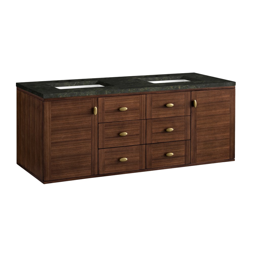 James Martin - Amberly 60" Double Vanity, Mid-Century Walnut, w/ 3 CM Phantome Eclos Top - 670-V60D-WLT-3PHT view 19