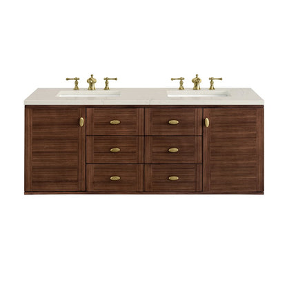 James Martin - Amberly 60" Double Vanity, Mid-Century Walnut, w/ 3 CM Siberian Silestone Top - 670-V60D-WLT-3SFR view 2
