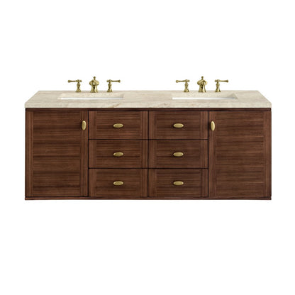 James Martin - Amberly 60" Double Vanity, Mid-Century Walnut, w/ 3 CM Tajnar Eclos Top - 670-V60D-WLT-3TJR view 2