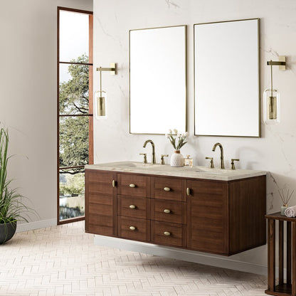 James Martin - Amberly 60" Double Vanity, Mid-Century Walnut, w/ 3 CM Tajnar Eclos Top - 670-V60D-WLT-3TJR view 8