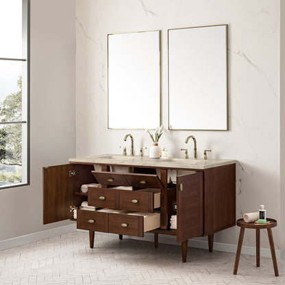 James Martin - Amberly 60" Double Vanity, Mid-Century Walnut, w/ 3 CM Tajnar Eclos Top - 670-V60D-WLT-3TJR view 9