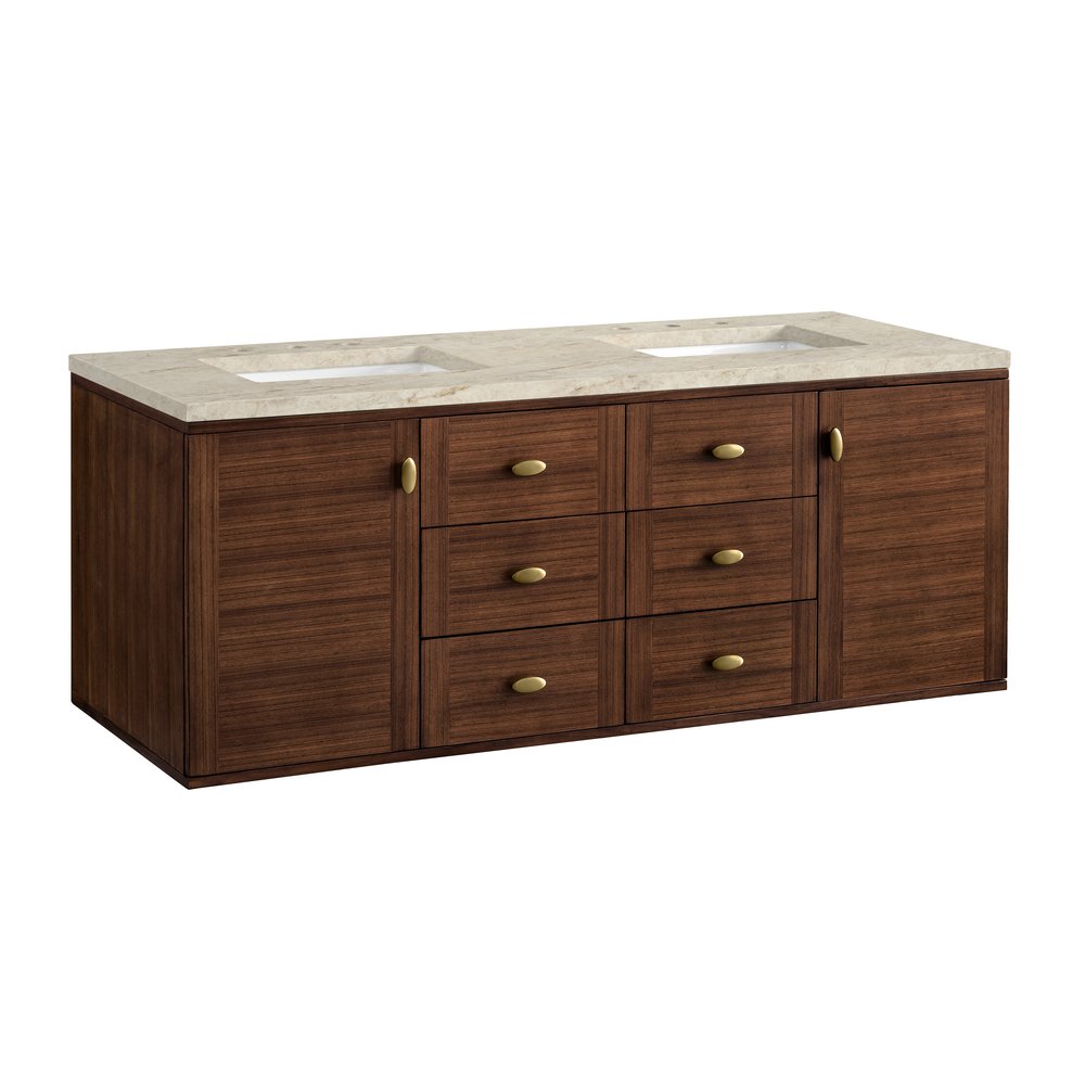 James Martin - Amberly 60" Double Vanity, Mid-Century Walnut, w/ 3 CM Tajnar Eclos Top - 670-V60D-WLT-3TJR view 19