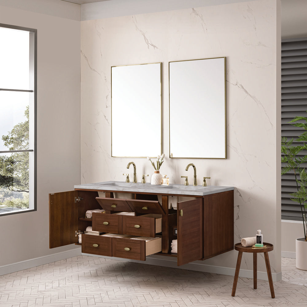 James Martin - Amberly 60" Double Vanity, Mid-Century Walnut w/ 3 CM Victorian Silver Top - 670-V60D-WLT-3VSL view 10