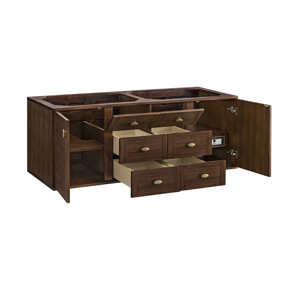 James Martin - Amberly 60" Double Vanity, Mid-Century Walnut w/ 3 CM Victorian Silver Top - 670-V60D-WLT-3VSL view 14