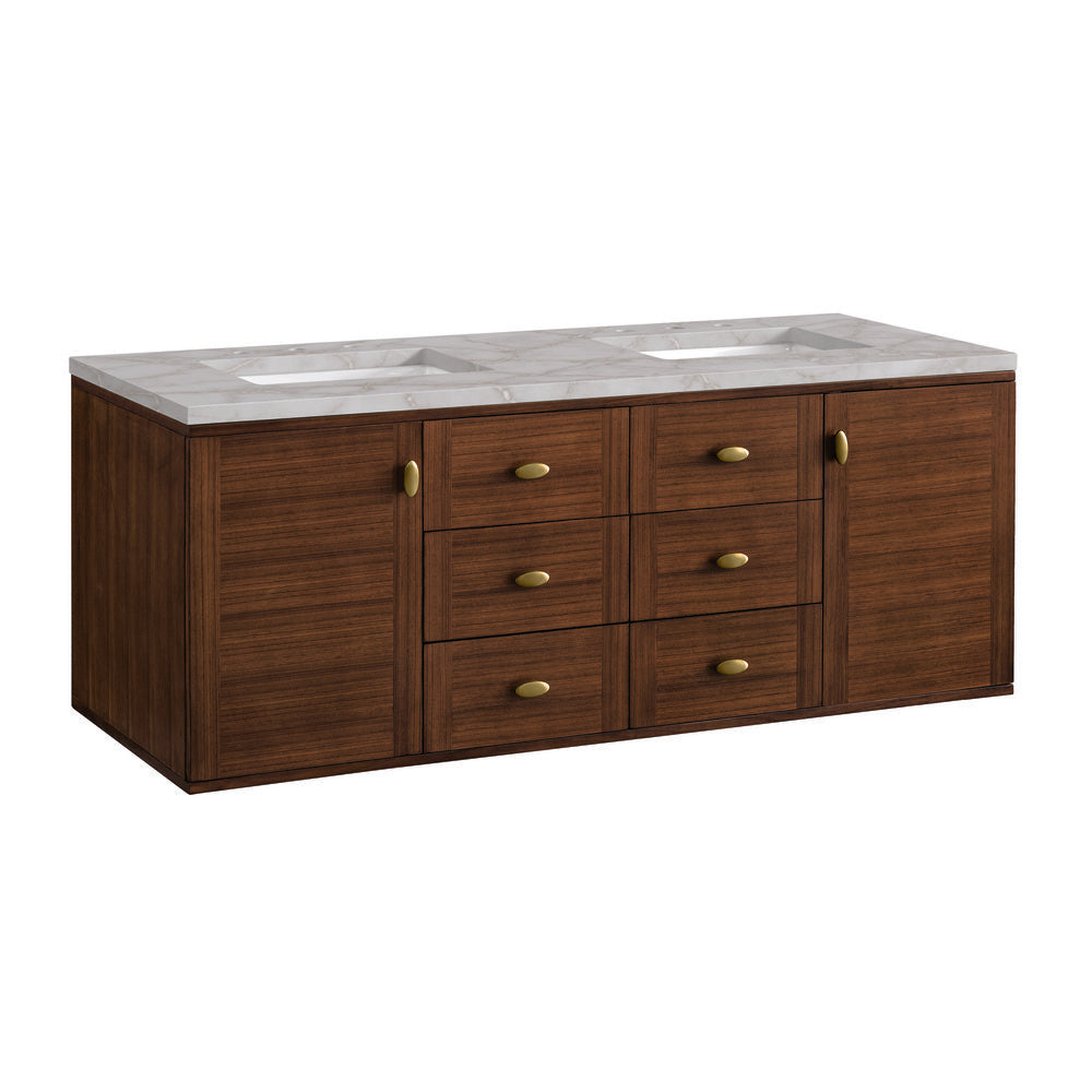 James Martin - Amberly 60" Double Vanity, Mid-Century Walnut w/ 3 CM Victorian Silver Top - 670-V60D-WLT-3VSL view 18