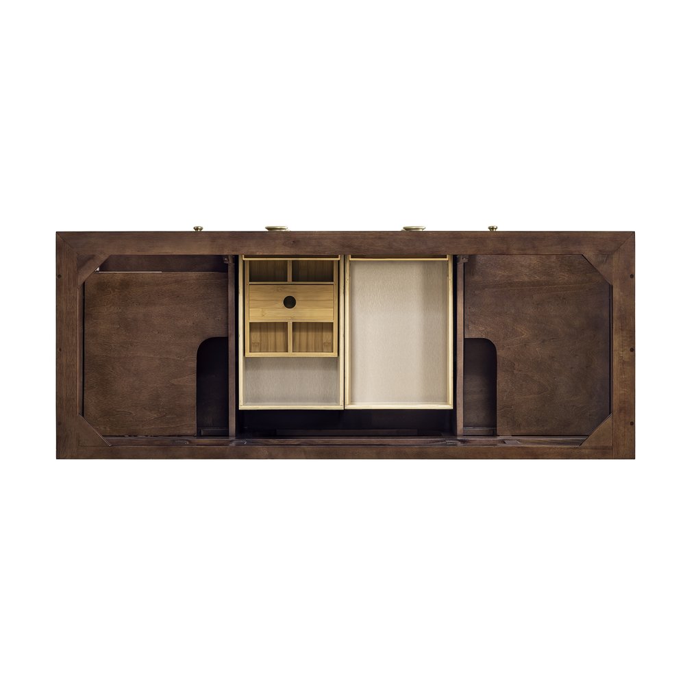 James Martin - Amberly 60" Double Vanity, Mid-Century Walnut w/ 3 CM Victorian Silver Top w/FreePower Wireless Charger - 670-V60D-WLT-FVSL view 10