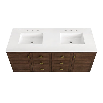 James Martin - Amberly 60" Double Vanity, Mid-Century Walnut w/ 3 CM White Zeus Top - 670-V60D-WLT-3WZ view 16