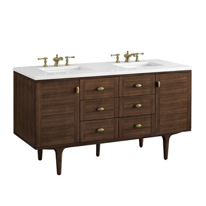 James Martin - Amberly 60" Double Vanity, Mid-Century Walnut w/ 3 CM White Zeus Top - 670-V60D-WLT-3WZ view 24