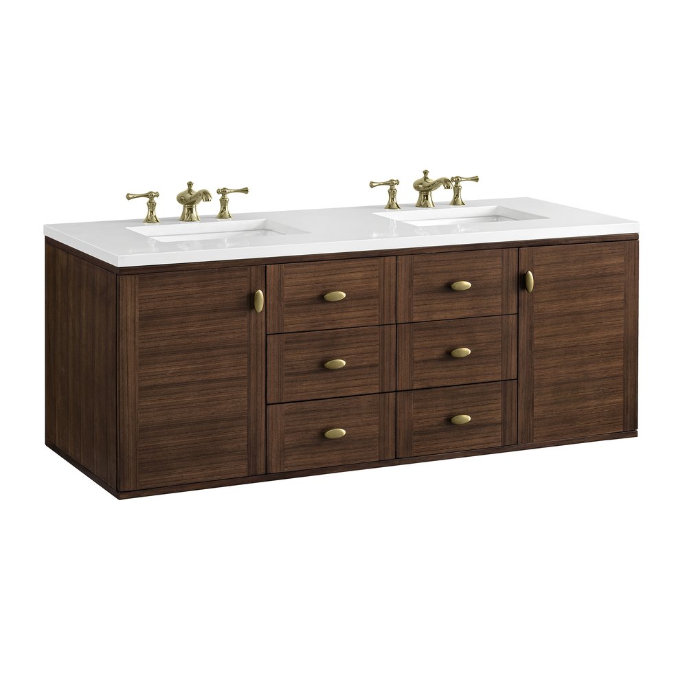 James Martin - Amberly 60" Double Vanity, Mid-Century Walnut w/ 3 CM White Zeus Top - 670-V60D-WLT-3WZ view 25