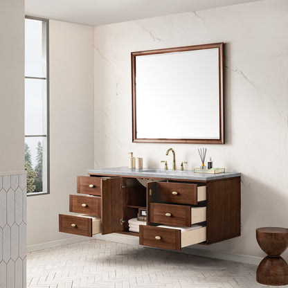 James Martin - Amberly 60" Single Vanity, Mid-Century Walnut w/ 3 CM Carrara Marble Top - 670-V60S-WLT-3CAR view 10