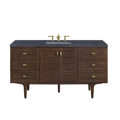 James Martin - Amberly 60" Single Vanity, Mid-Century Walnut w/ 3 CM Charcoal Soapstone Top - 670-V60S-WLT-3CSP view 1