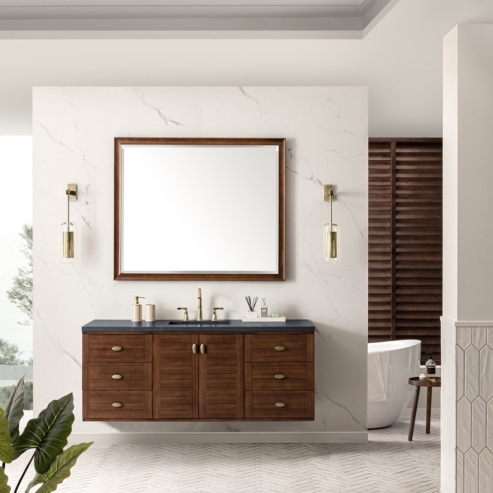 James Martin - Amberly 60" Single Vanity, Mid-Century Walnut w/ 3 CM Charcoal Soapstone Top - 670-V60S-WLT-3CSP view 6
