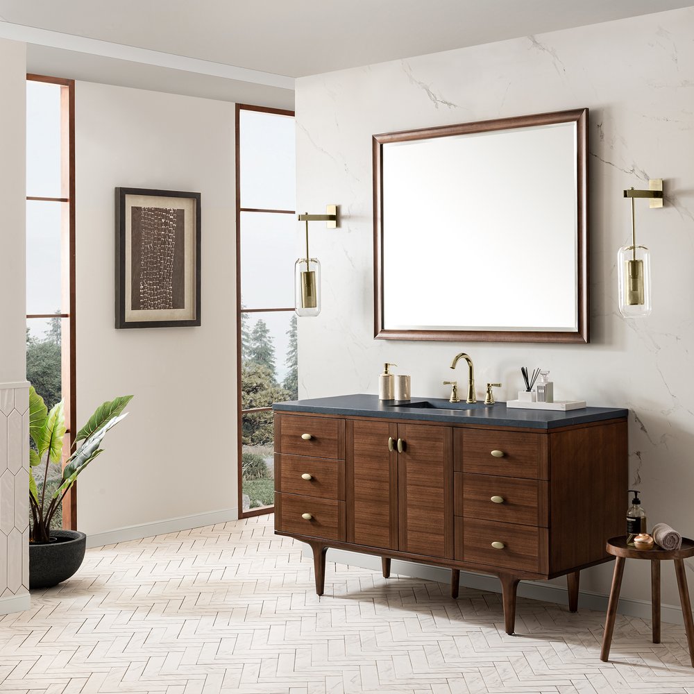 James Martin - Amberly 60" Single Vanity, Mid-Century Walnut w/ 3 CM Charcoal Soapstone Top - 670-V60S-WLT-3CSP view 9