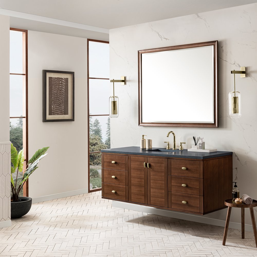 James Martin - Amberly 60" Single Vanity, Mid-Century Walnut w/ 3 CM Charcoal Soapstone Top - 670-V60S-WLT-3CSP view 10