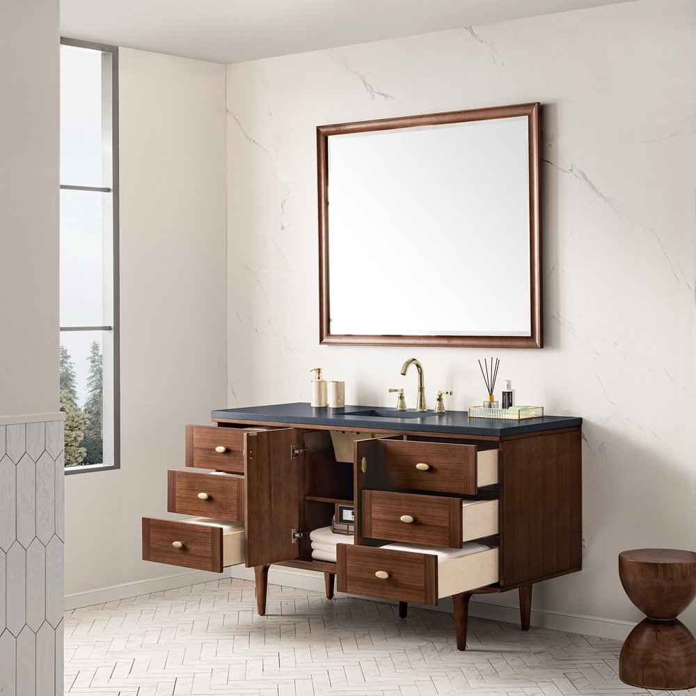 James Martin - Amberly 60" Single Vanity, Mid-Century Walnut w/ 3 CM Charcoal Soapstone Top - 670-V60S-WLT-3CSP view 11