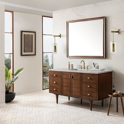 James Martin - Amberly 60" Single Vanity, Mid-Century Walnut w/ 3 CM Eternal Jasmine Pearl Top - 670-V60S-WLT-3EJP view 7