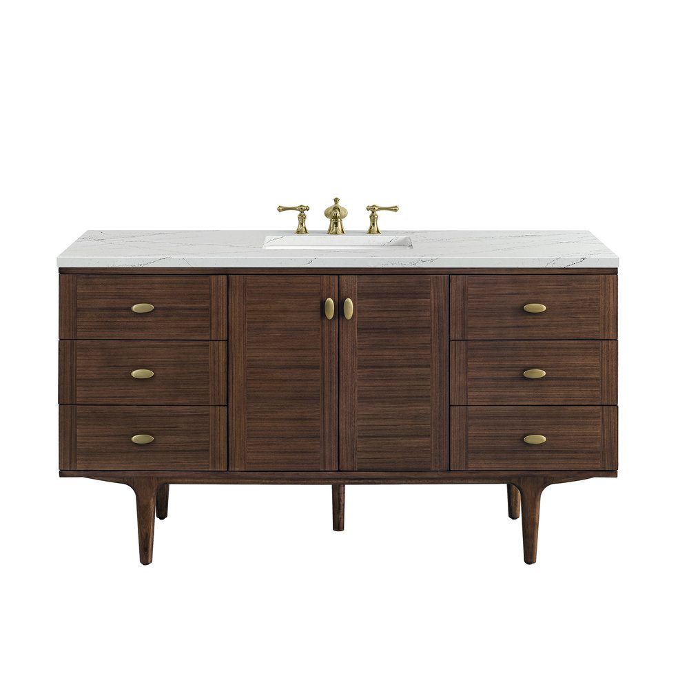 James Martin - Amberly 60" Single Vanity, Mid-Century Walnut w/ 3 CM Ethereal Noctis Top - 670-V60S-WLT-3ENC view 1