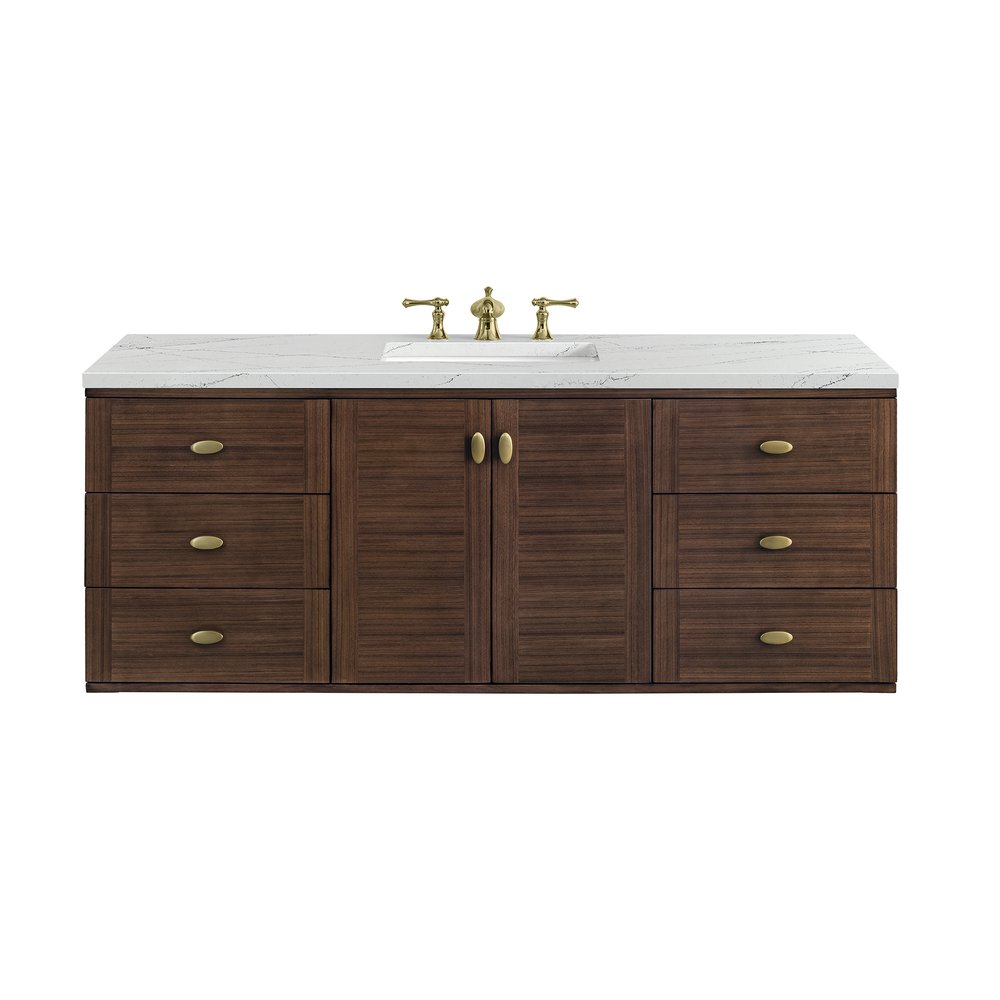 James Martin - Amberly 60" Single Vanity, Mid-Century Walnut w/ 3 CM Ethereal Noctis Top - 670-V60S-WLT-3ENC view 2
