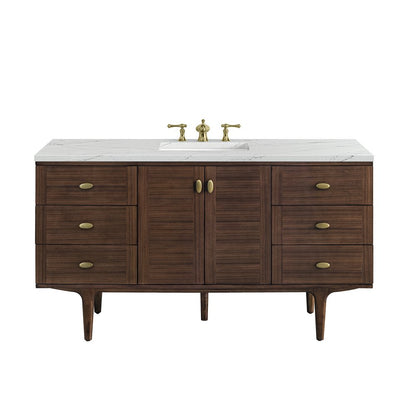 James Martin - Amberly 60" Single Vanity, Mid-Century Walnut w/ 3 CM Ethereal Noctis Top w/FreePower Wireless Charger - 670-V60S-WLT-FENC view 1