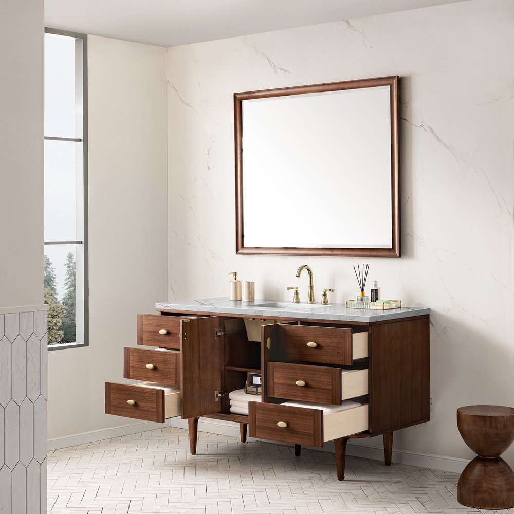 James Martin - Amberly 60" Single Vanity, Mid-Century Walnut w/ 3 CM Ethereal Noctis Top w/FreePower Wireless Charger - 670-V60S-WLT-FENC view 8