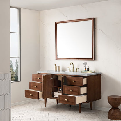 James Martin - Amberly 60" Single Vanity, Mid-Century Walnut w/ 3 CM Ethereal Noctis Top w/FreePower Wireless Charger - 670-V60S-WLT-FENC view 8