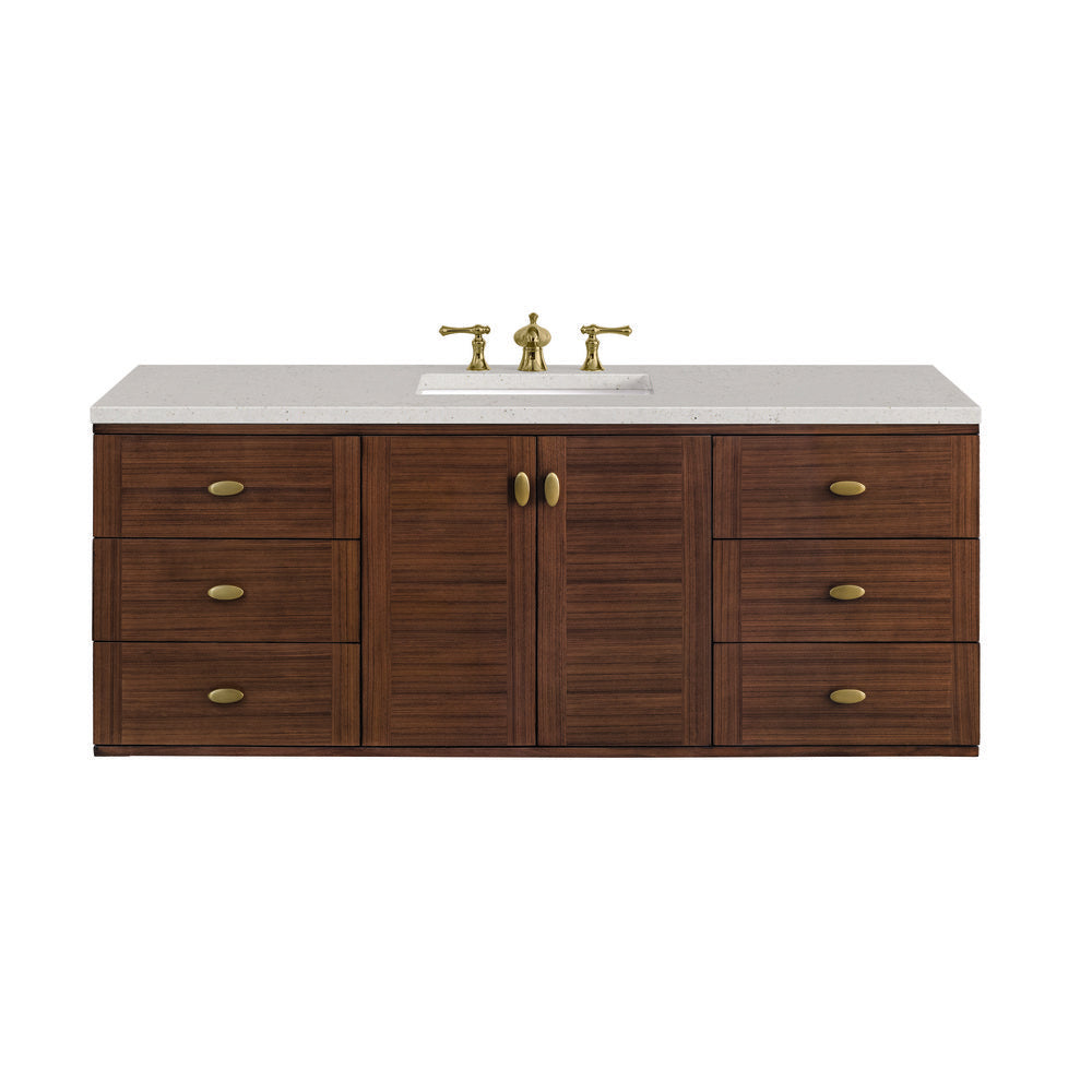 James Martin - Amberly 60" Single Vanity, Mid-Century Walnut w/ 3 CM Lime Delight Top - 670-V60S-WLT-3LDL view 2