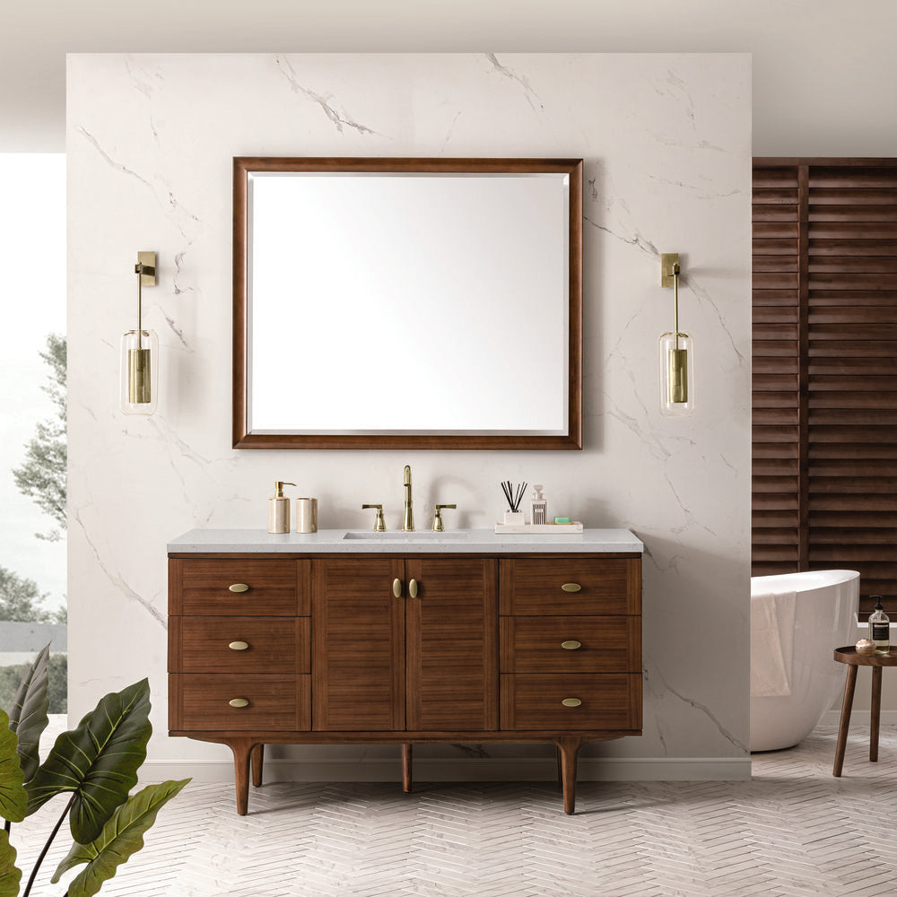 James Martin - Amberly 60" Single Vanity, Mid-Century Walnut w/ 3 CM Lime Delight Top - 670-V60S-WLT-3LDL view 5