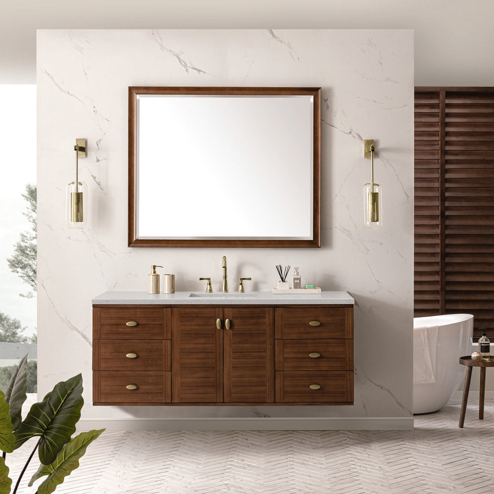 James Martin - Amberly 60" Single Vanity, Mid-Century Walnut w/ 3 CM Lime Delight Top - 670-V60S-WLT-3LDL view 6