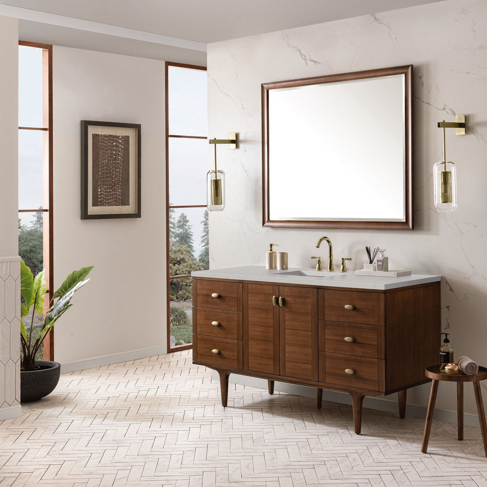James Martin - Amberly 60" Single Vanity, Mid-Century Walnut w/ 3 CM Lime Delight Top - 670-V60S-WLT-3LDL view 7