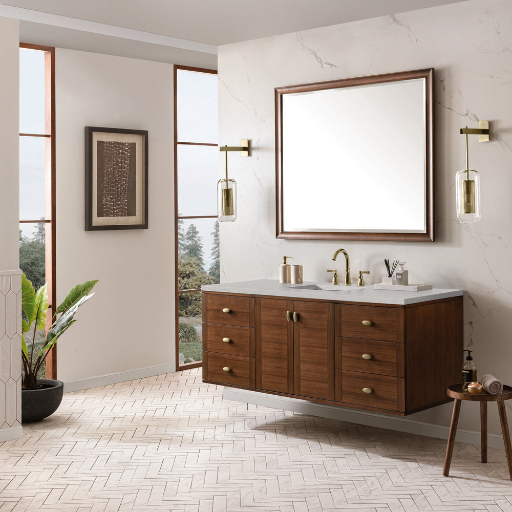 James Martin - Amberly 60" Single Vanity, Mid-Century Walnut w/ 3 CM Lime Delight Top - 670-V60S-WLT-3LDL view 8