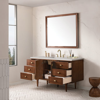 James Martin - Amberly 60" Single Vanity, Mid-Century Walnut w/ 3 CM Lime Delight Top - 670-V60S-WLT-3LDL view 9