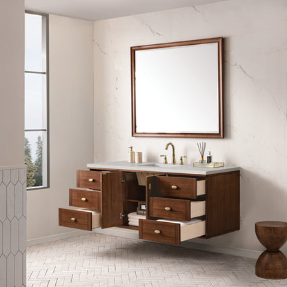 James Martin - Amberly 60" Single Vanity, Mid-Century Walnut w/ 3 CM Lime Delight Top - 670-V60S-WLT-3LDL view 10