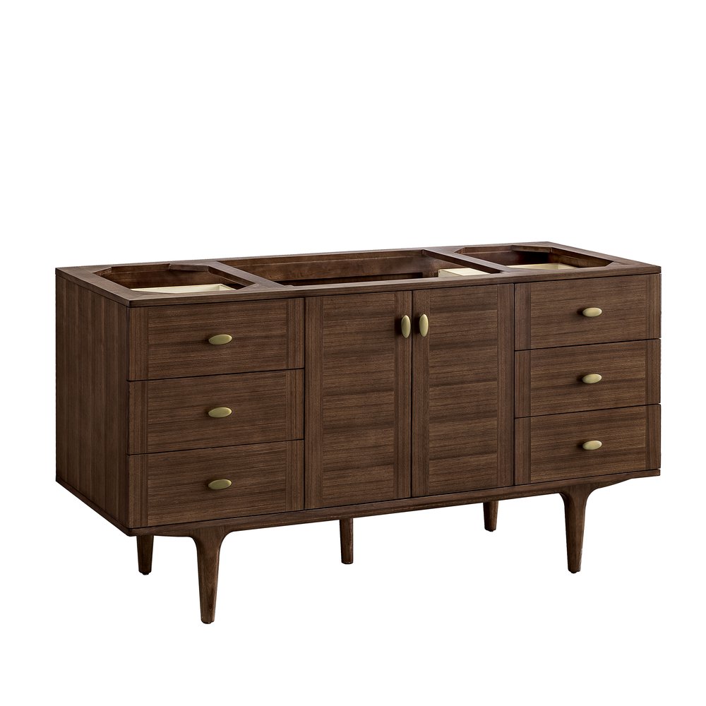 James Martin - Amberly 60" Single Vanity, Mid-Century Walnut w/ 3 CM Parisien Bleu Top - 670-V60S-WLT-3PBL view 3