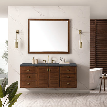 James Martin - Amberly 60" Single Vanity, Mid-Century Walnut w/ 3 CM Parisien Bleu Top - 670-V60S-WLT-3PBL view 6