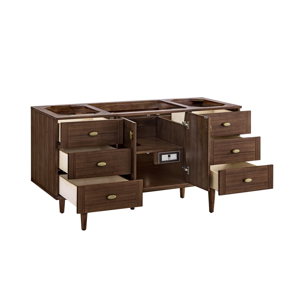 James Martin - Amberly 60" Single Vanity, Mid-Century Walnut w/ 3 CM Parisien Bleu Top - 670-V60S-WLT-3PBL view 12