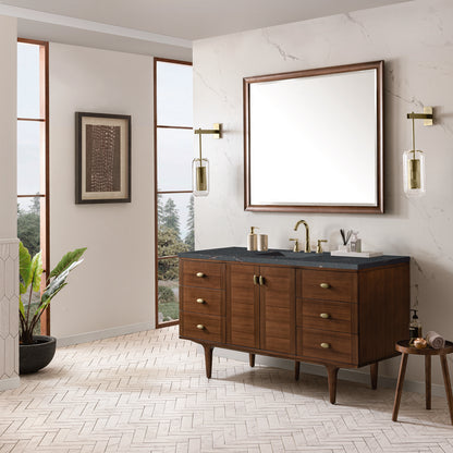 James Martin - Amberly 60" Single Vanity, Mid-Century Walnut w/ 3 CM Parisien Bleu Top w/FreePower Wireless Charger - 670-V60S-WLT-FPBL view 7