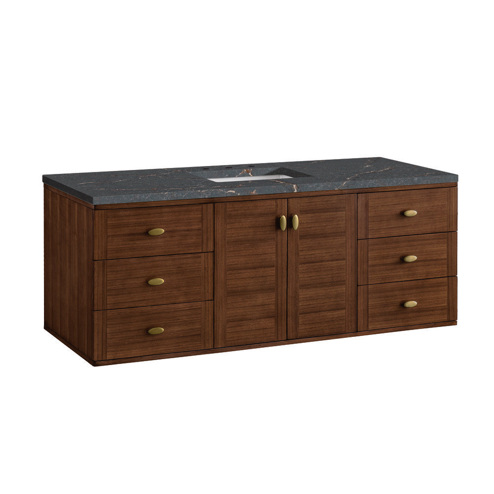 James Martin - Amberly 60" Single Vanity, Mid-Century Walnut w/ 3 CM Parisien Bleu Top w/FreePower Wireless Charger - 670-V60S-WLT-FPBL view 17