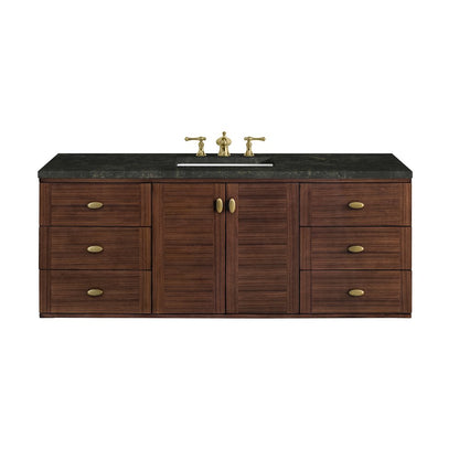 James Martin - Amberly 60" Single Vanity, Mid-Century Walnut, w/ 3 CM Phantome Eclos Top - 670-V60S-WLT-3PHT view 2